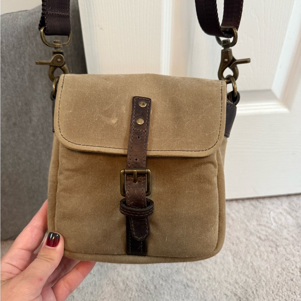 Classic Tan Canvas Crossbody Bag